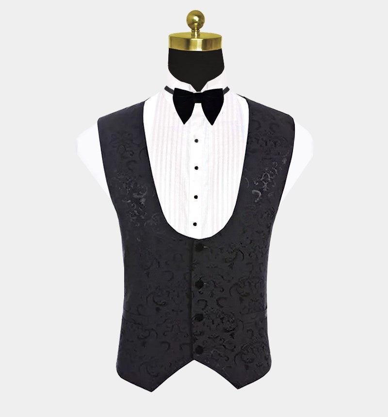 Chic Dark Gray Three Pieces Shawl Lapel Jacquard Wedding Suits