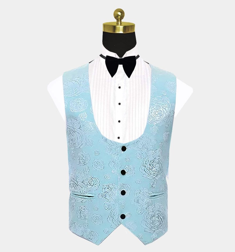 Stylish Turquoise Three Pieces Jacquard Prom Men Suits
