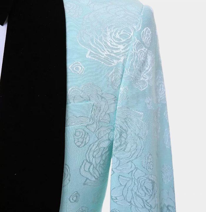 Stylish Turquoise Three Pieces Jacquard Prom Men Suits