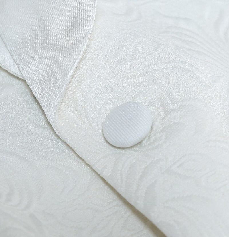 Stylish White Jacquard Shawl Lapel Men's Suits For Prom