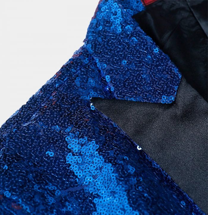 Charming Royal Blue Sequins Peaked Lapel Prom Men Suits