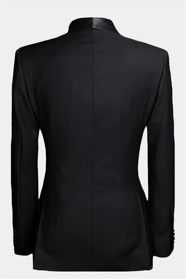 Classy Black Double Breasted Shawl Lapel Prom Men Suits