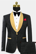 Glamorous Black Jacquard Shawl Lapel Prom Men Suits