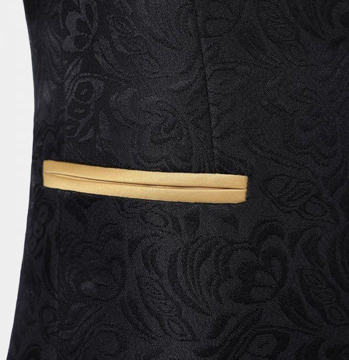 Glamorous Black Jacquard Shawl Lapel Prom Men Suits
