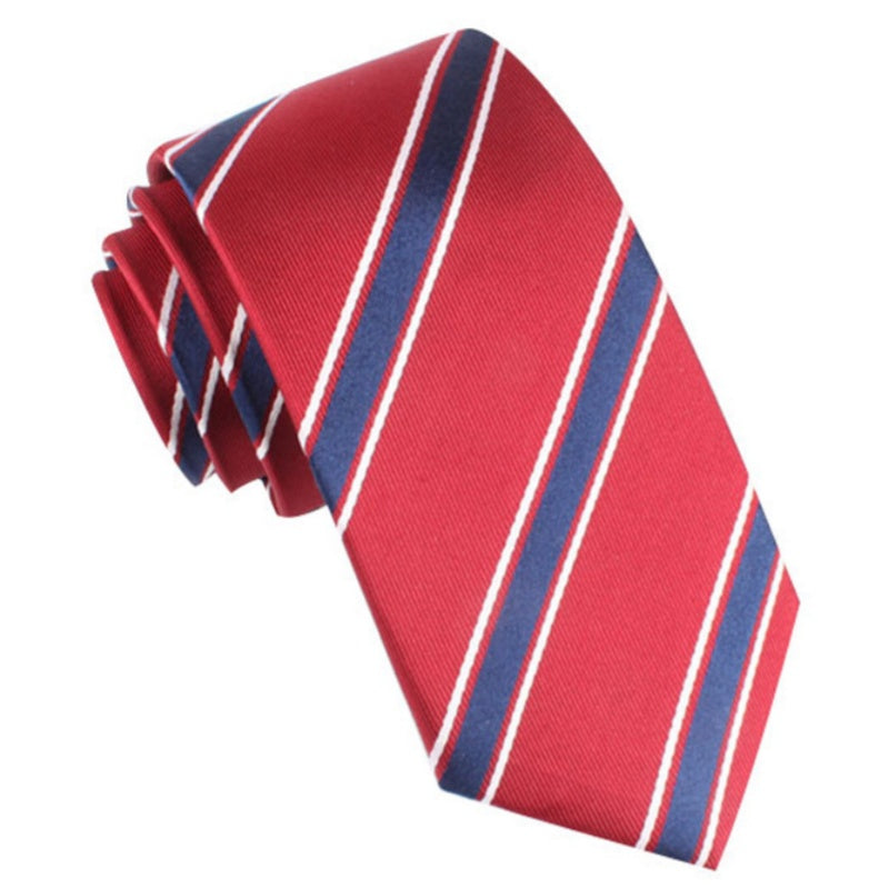 Chic Red And Navy Blue Striped Tie