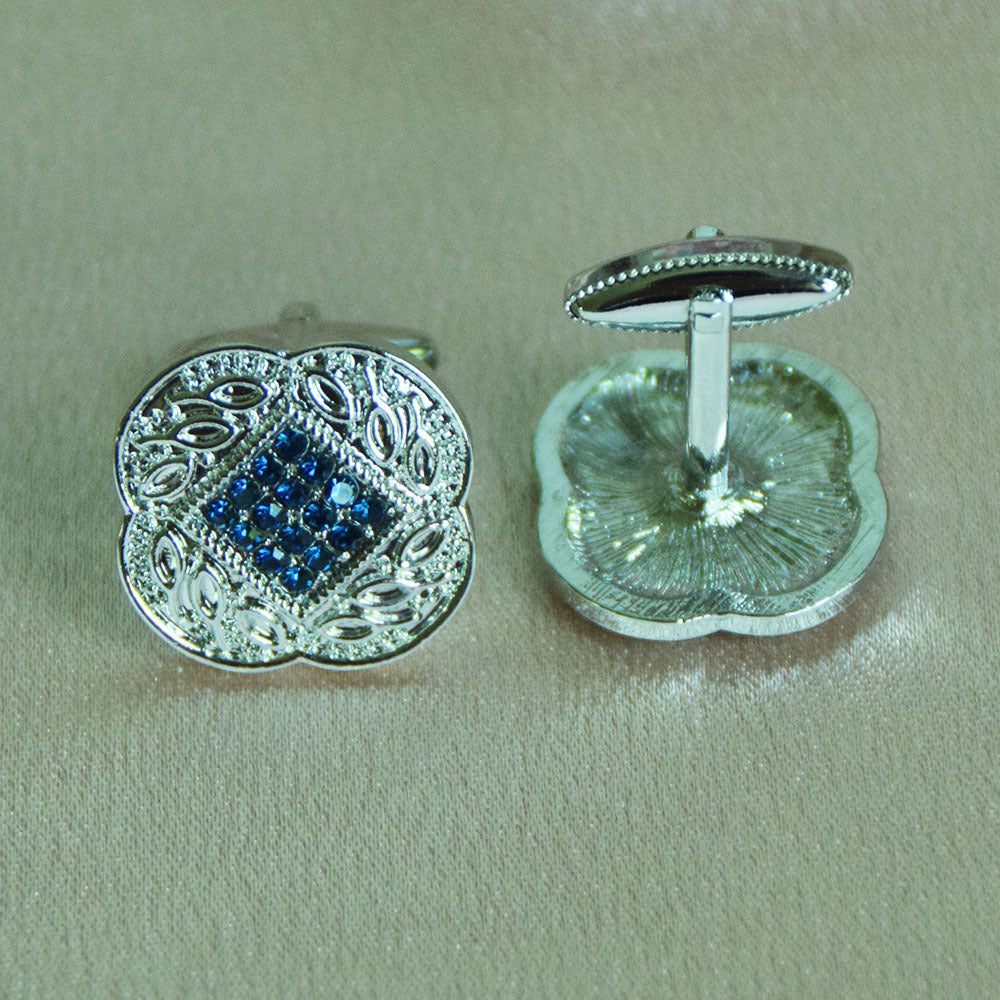 Diamond-encrusted Carved Cufflinks In Sterling Silver