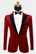 Trendy Red Sequins Peaked Lapel Close Fitting Prom Suits
