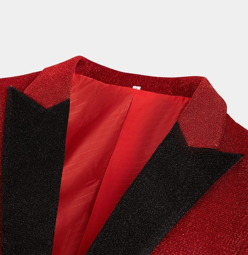 Trendy Red Sequins Peaked Lapel Close Fitting Prom Suits