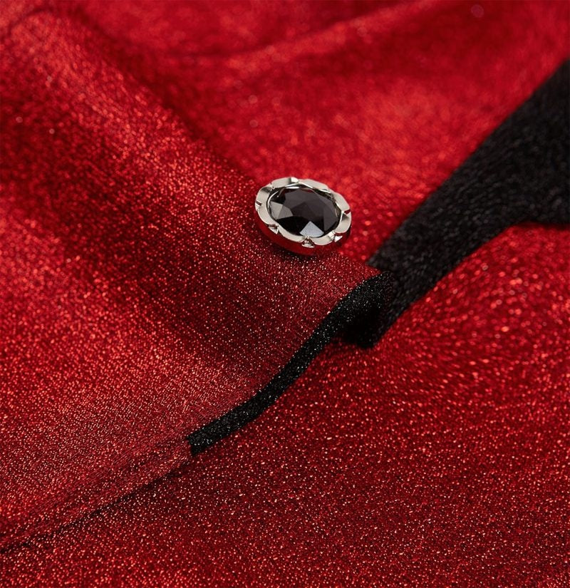 Trendy Red Sequins Peaked Lapel Close Fitting Prom Suits