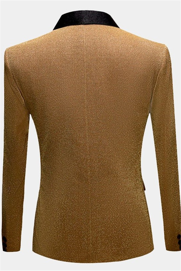 Stylish Gold Sequins Shawl Lapel Prom Men Suits