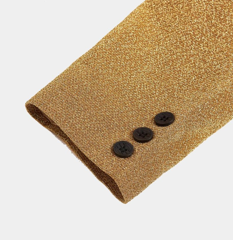 Stylish Gold Sequins Shawl Lapel Prom Men Suits