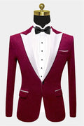 Modern Fuchsia Peaked Lapel Sequins Prom Men Suits