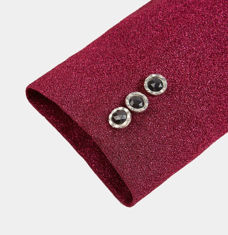 Modern Fuchsia Peaked Lapel Sequins Prom Men Suits