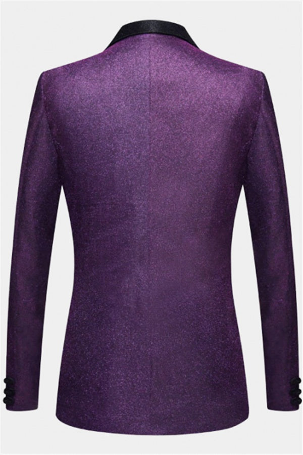 Cool Purple Sequins Shawl Lapel Charming Prom Suits