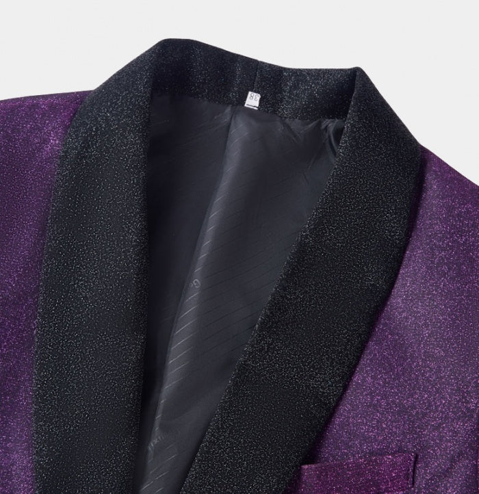 Cool Purple Sequins Shawl Lapel Charming Prom Suits