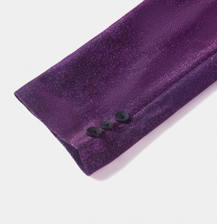 Cool Purple Sequins Shawl Lapel Charming Prom Suits
