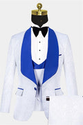 Stylish White 3 Pieces Jacquard Shawl Lapel Prom Suits With Vest