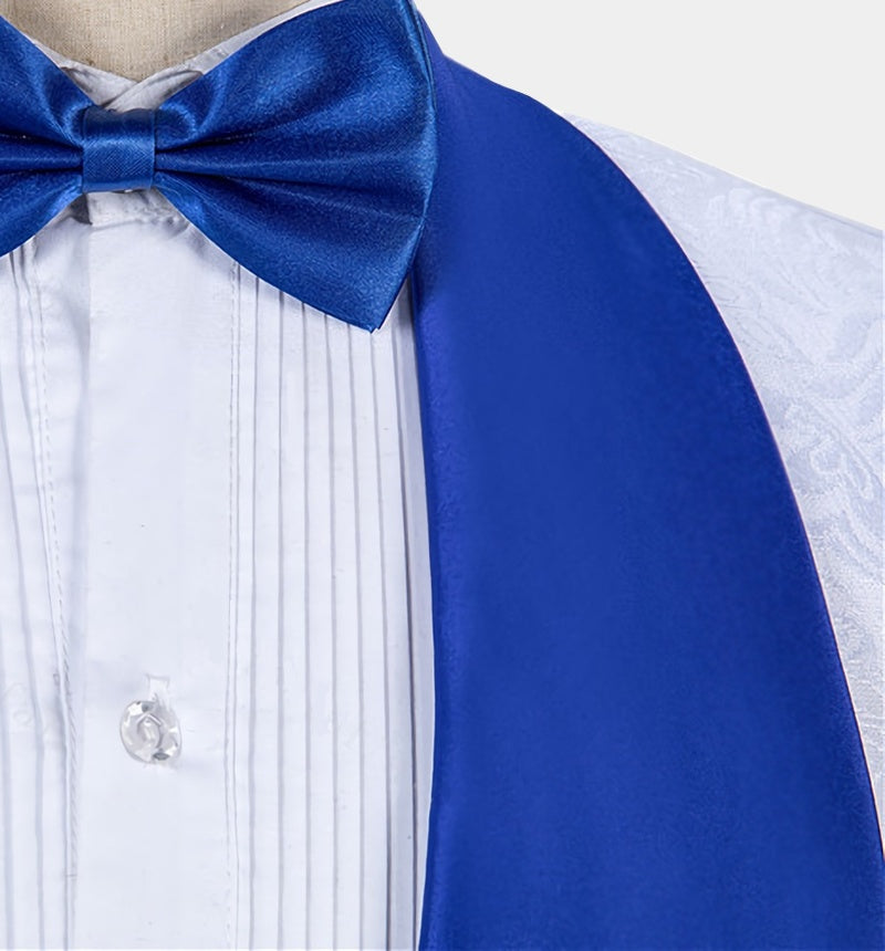 Stylish White 3 Pieces Jacquard Shawl Lapel Prom Suits With Vest