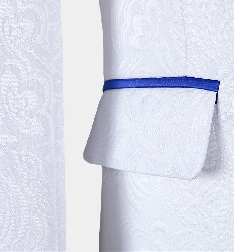 Stylish White 3 Pieces Jacquard Shawl Lapel Prom Suits With Vest