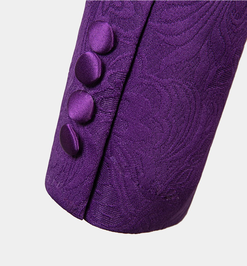 Chic Purple 3 Pieces Jacquard Shawl Lapel Prom Suits For Men