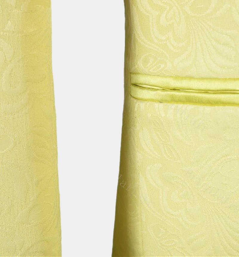 Glamorous Yellow 3 Pieces Jacquard Shawl Lapel Men's Prom Suits