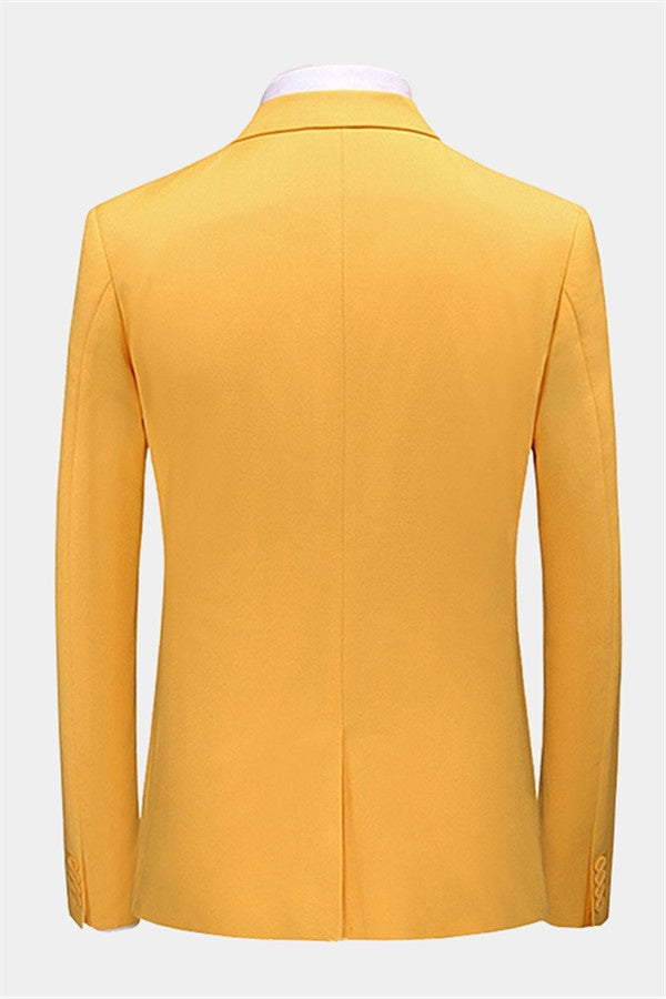 Charming Yellow Three Pieces Notched Lapel Prom Suits For Men