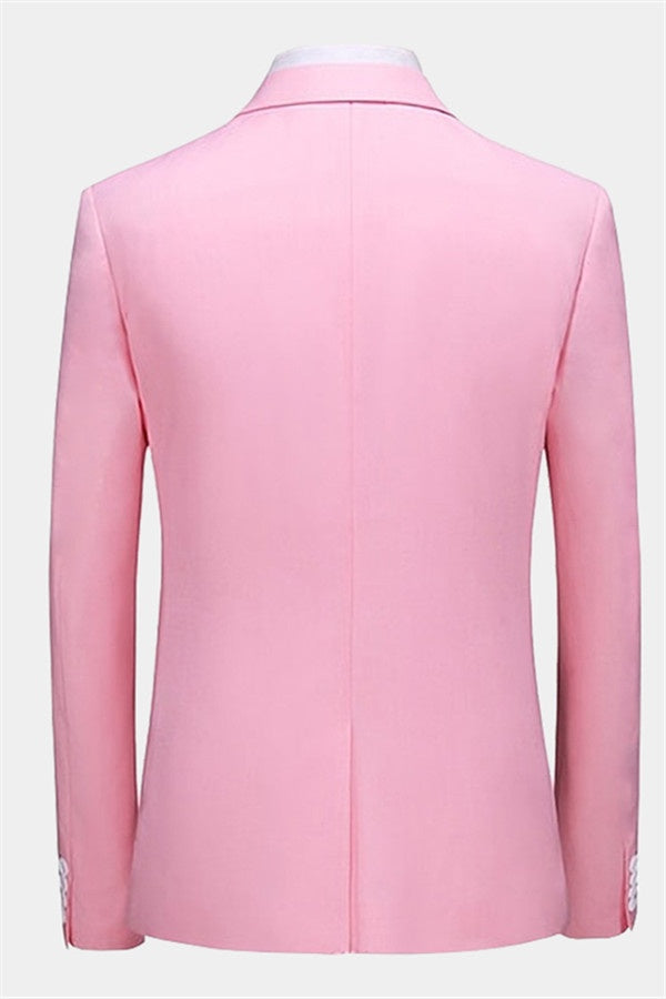Mild Pink Three Pieces Notched Lapel Prom Suits With Waistcoat