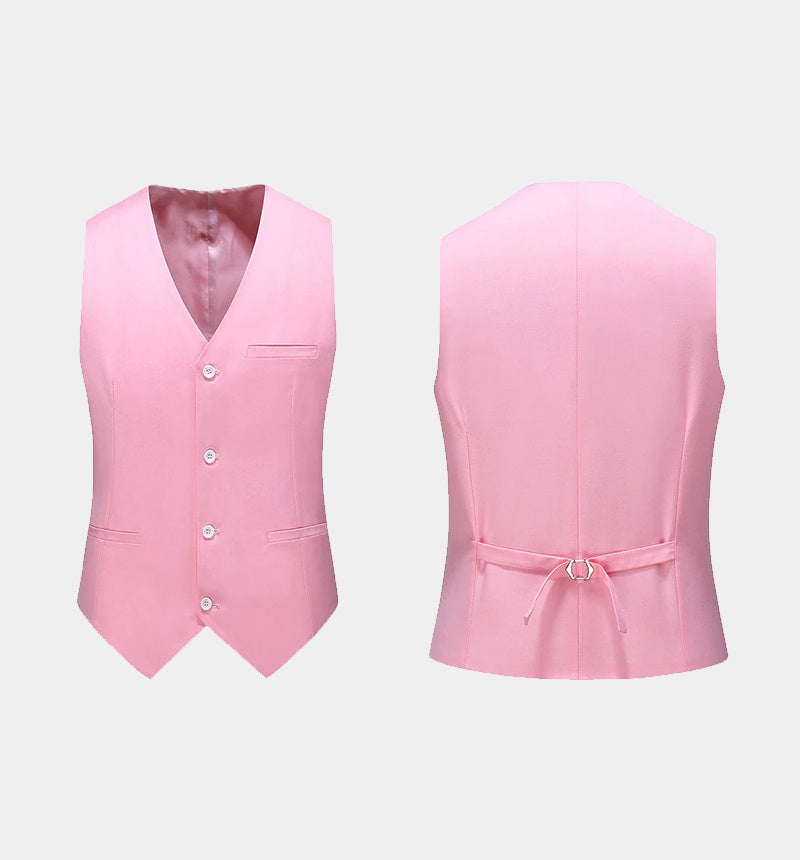 Mild Pink Three Pieces Notched Lapel Prom Suits With Waistcoat