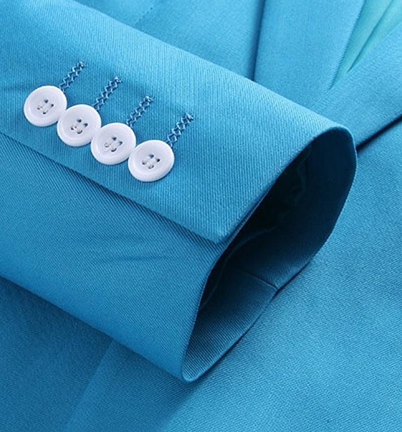 Gentle Sky Blue Three Pieces Notched Lapel Prom Suits With Vest