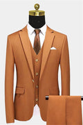 Trendy brown Three Pieces Notched Lapel Prom Suits With Vest