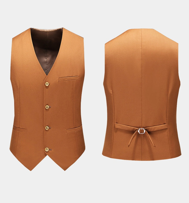 Trendy brown Three Pieces Notched Lapel Prom Suits With Vest