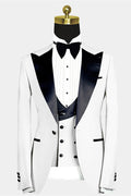 Handsome White 3 Pieces Peaked Lapel Prom Men Suits