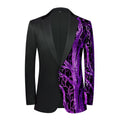 Black Notched Lapel Jacket With Purple Sequins