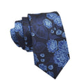 Retro Navy Blue Floral Jacquard Tie
