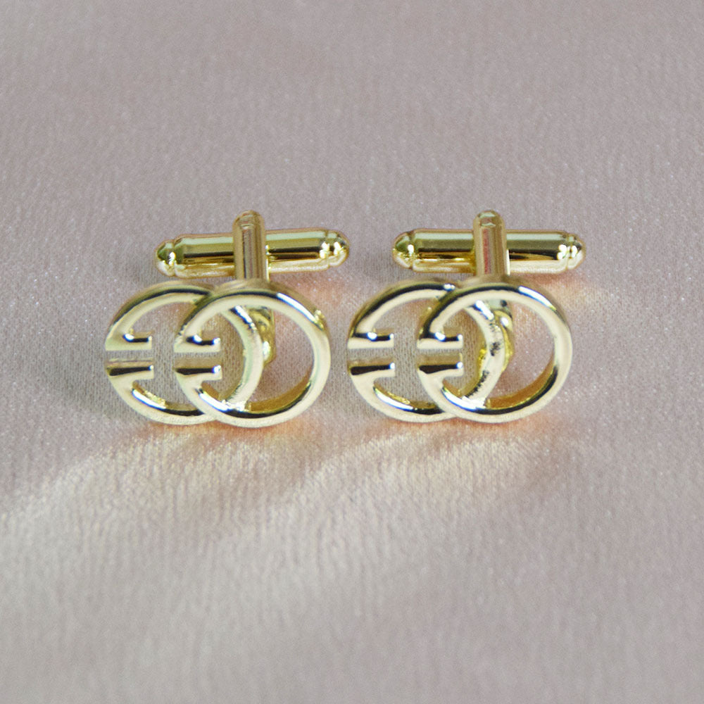 Double-ring Interlocking Gold Cufflinks