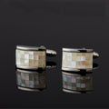Silver Rectangular White Mother-of-pearl Cufflinks