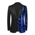 Black Notched Lapel Blazer With Blue Sequins