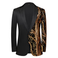 Black Notched Lapel Blazer With Yellow Sequins