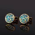 Classic Round Enamel Auspicious Cloud Pattern Cufflinks