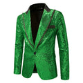 Green Sequins Notched Lapel Jacket