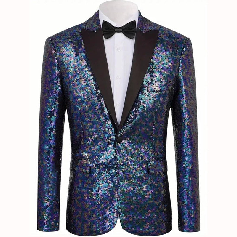 Multicolour Sequins Peaked Lapel Jacket