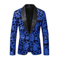 Royal Blue Sequins Shawl Lapel Jacket