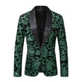 Dark Green Sequins Shawl Lapel Jacket