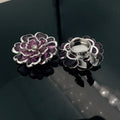 Purple Rhinestone Camellia-shaped Cufflinks