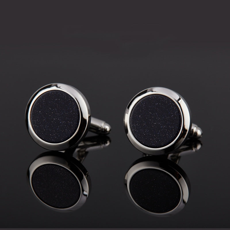 Simple Stainless Round Twinkling Star Cufflinks