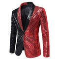 Black And Red Sequins Shawl Lapel Jacket