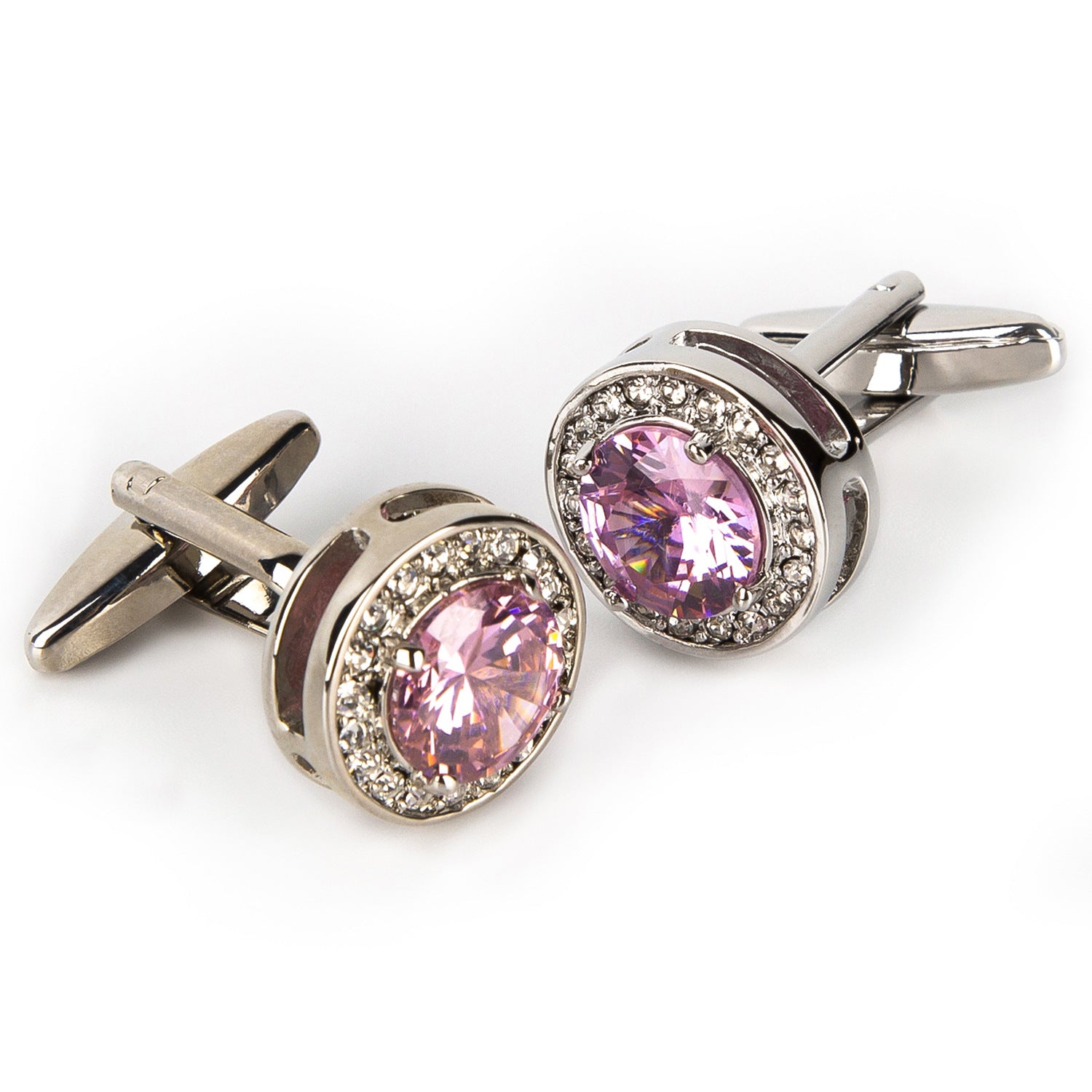 Modern Pink Diamond-encrusted Cufflinks