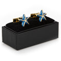 Vibrant Blue Enamel Starfish Cufflinks