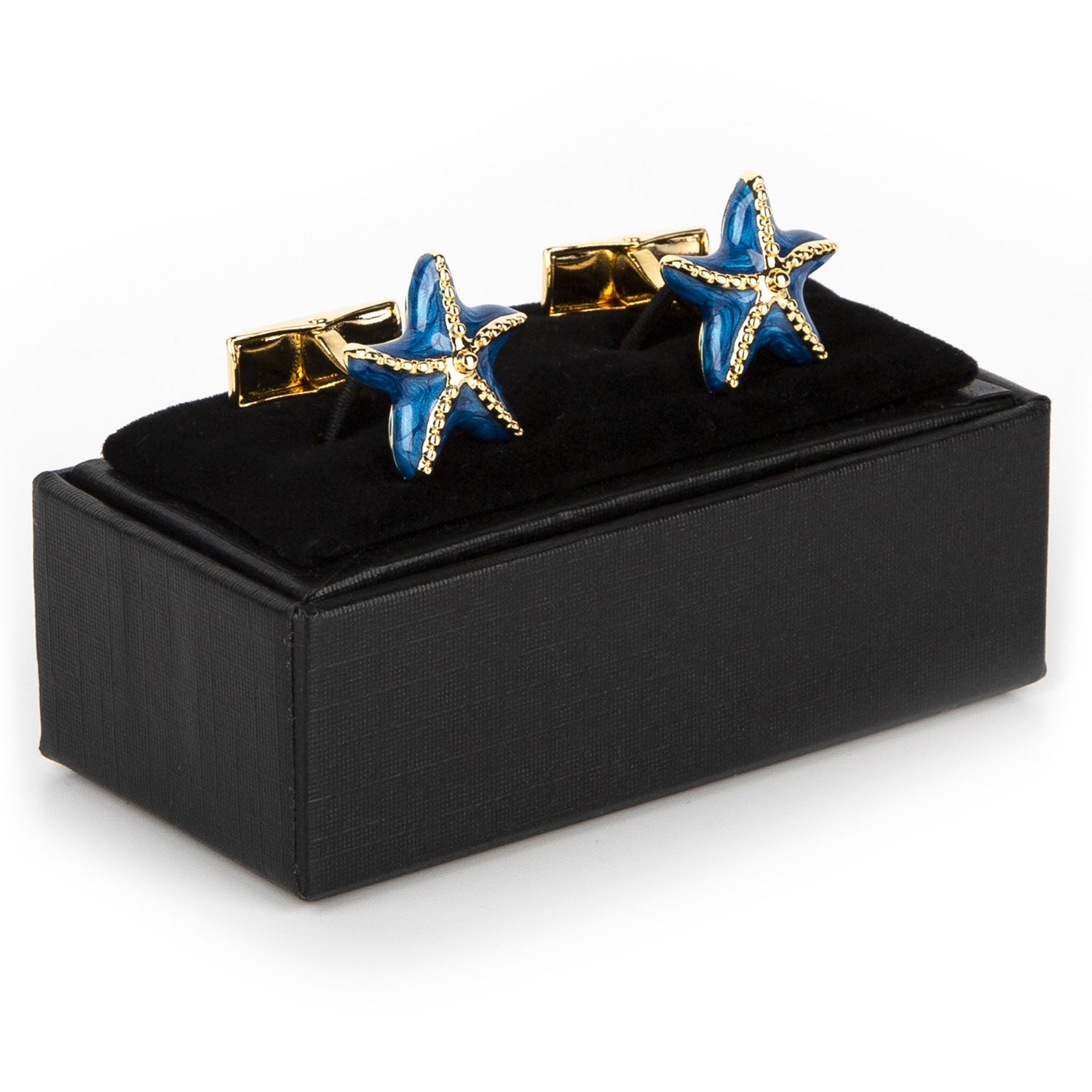 Vibrant Blue Enamel Starfish Cufflinks