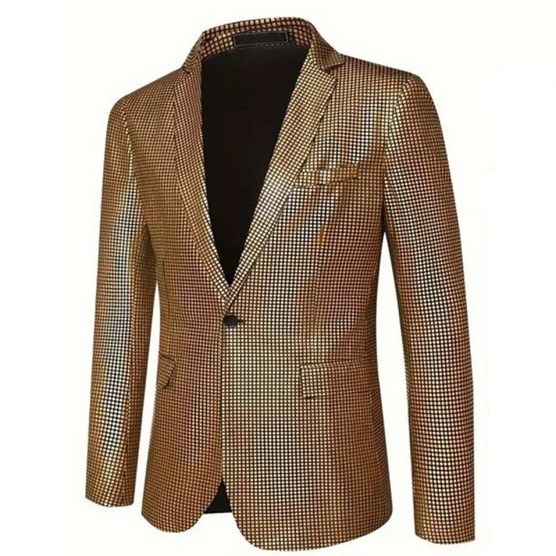 Gold Sequins Notched Lapel Jacket